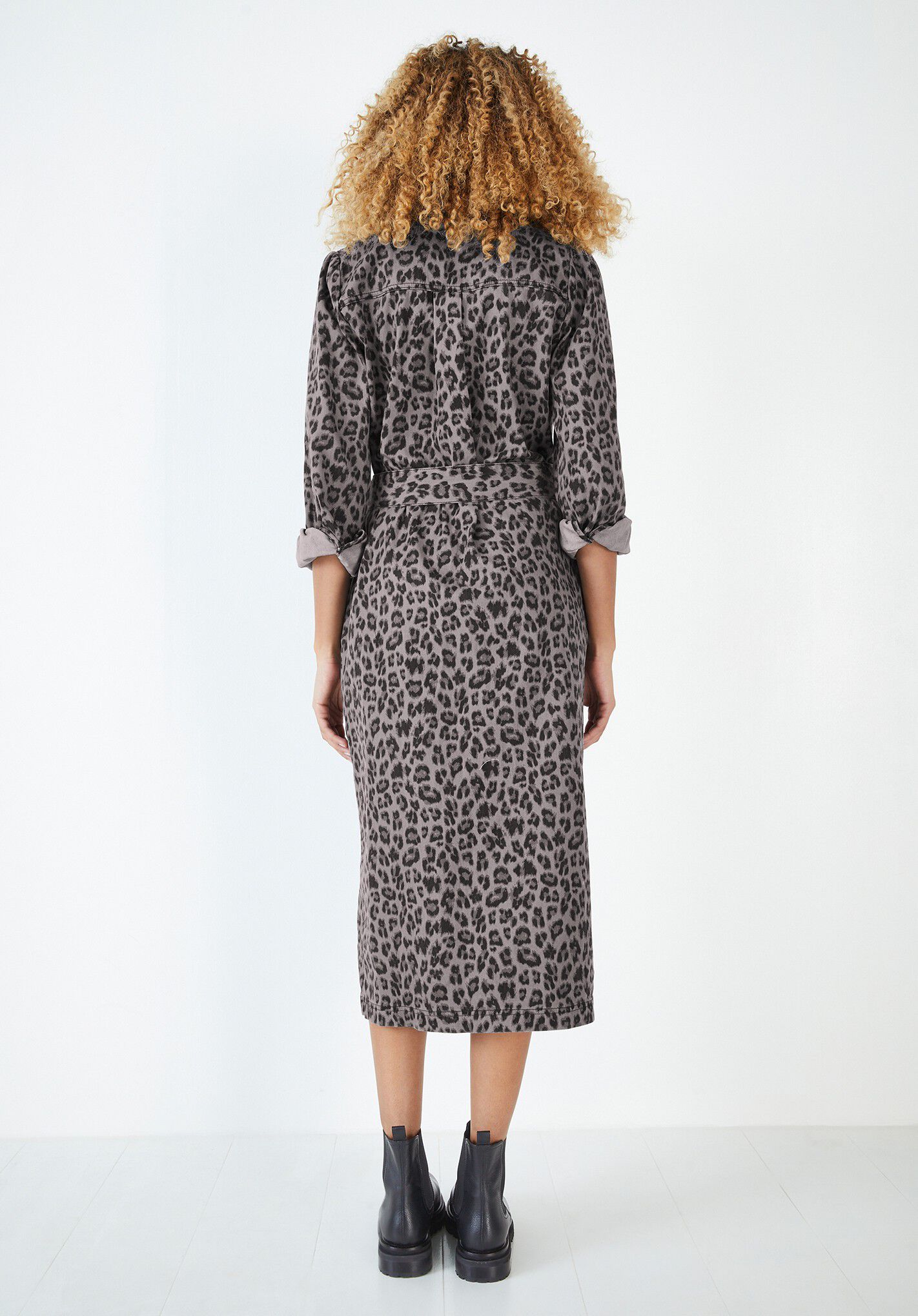 Leopard print best sale denim dress