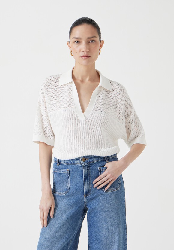 Interest Stitch Collar Top