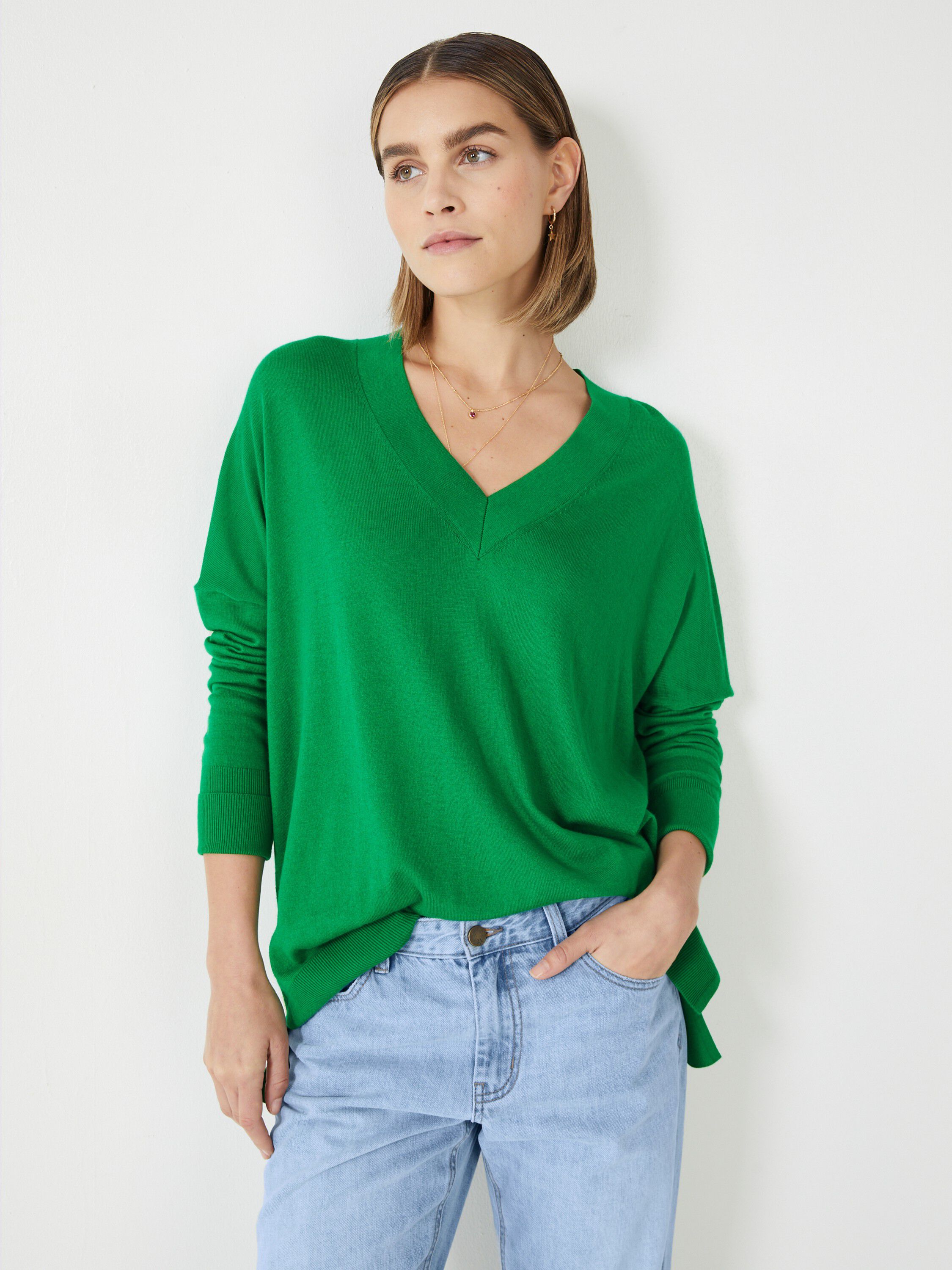 Deep v outlet neck jumper womens