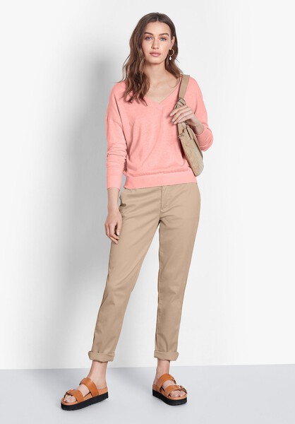 Linen-Blend V-Neck Jumper