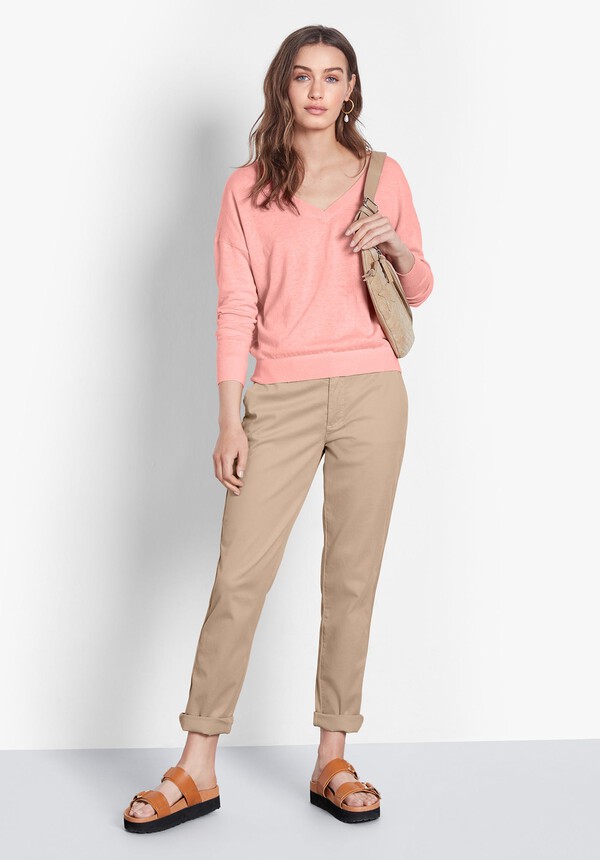 Linen-Blend V-Neck Jumper