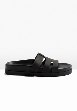 Carley Leather Cage Slide Sandals 