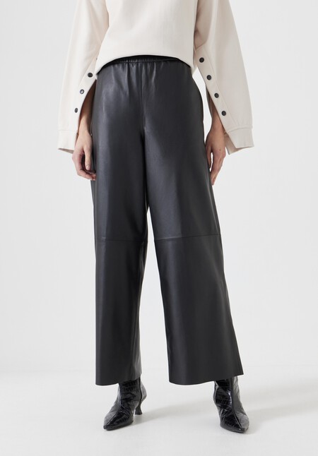 Leather Cropped Wide Leg Trousers