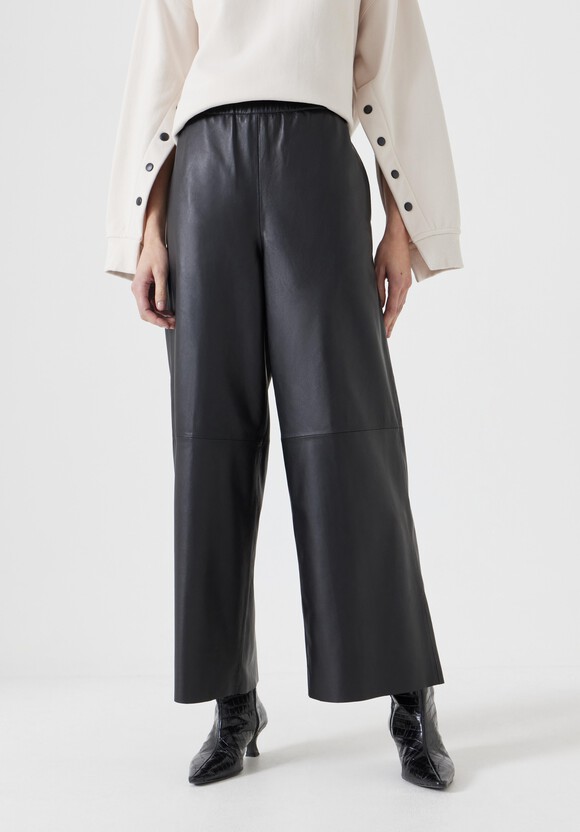 Leather Cropped Wide Leg Trousers
