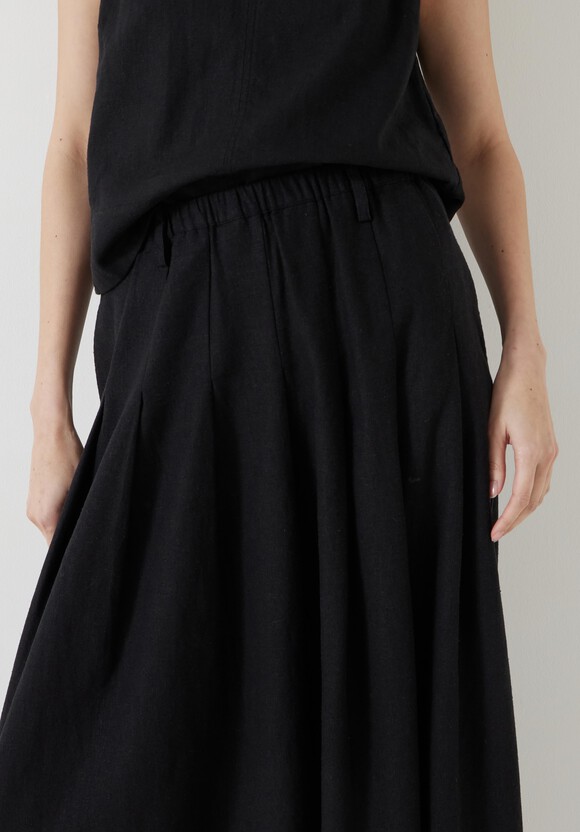 Ivy Pleated Linen Blend Midi Skirt