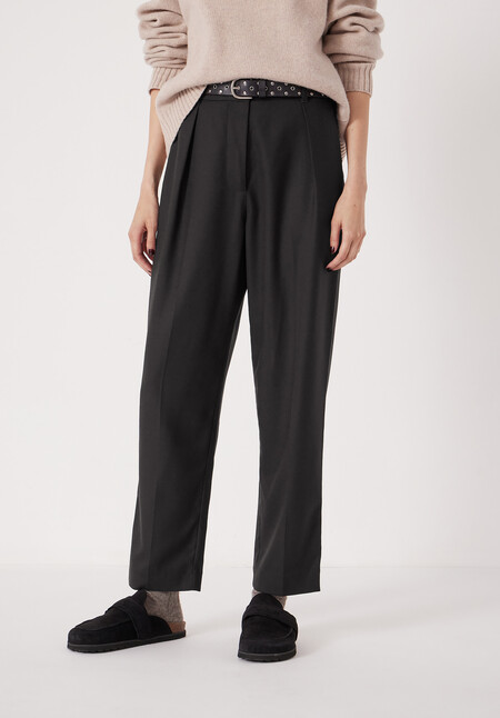 Tapered Leg Wool Blend Trousers