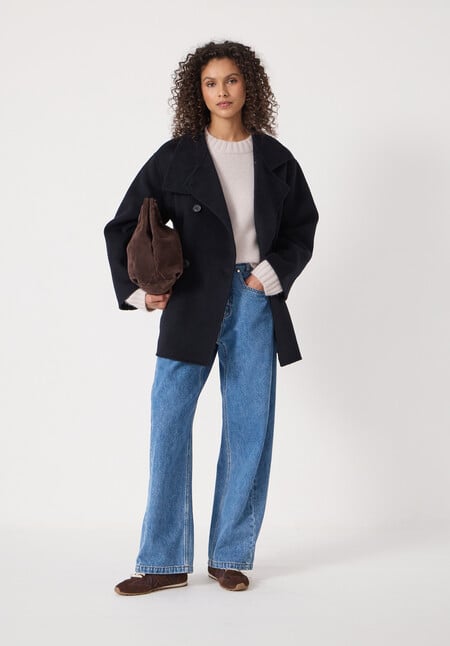 Pure Wool Belted Peacoat