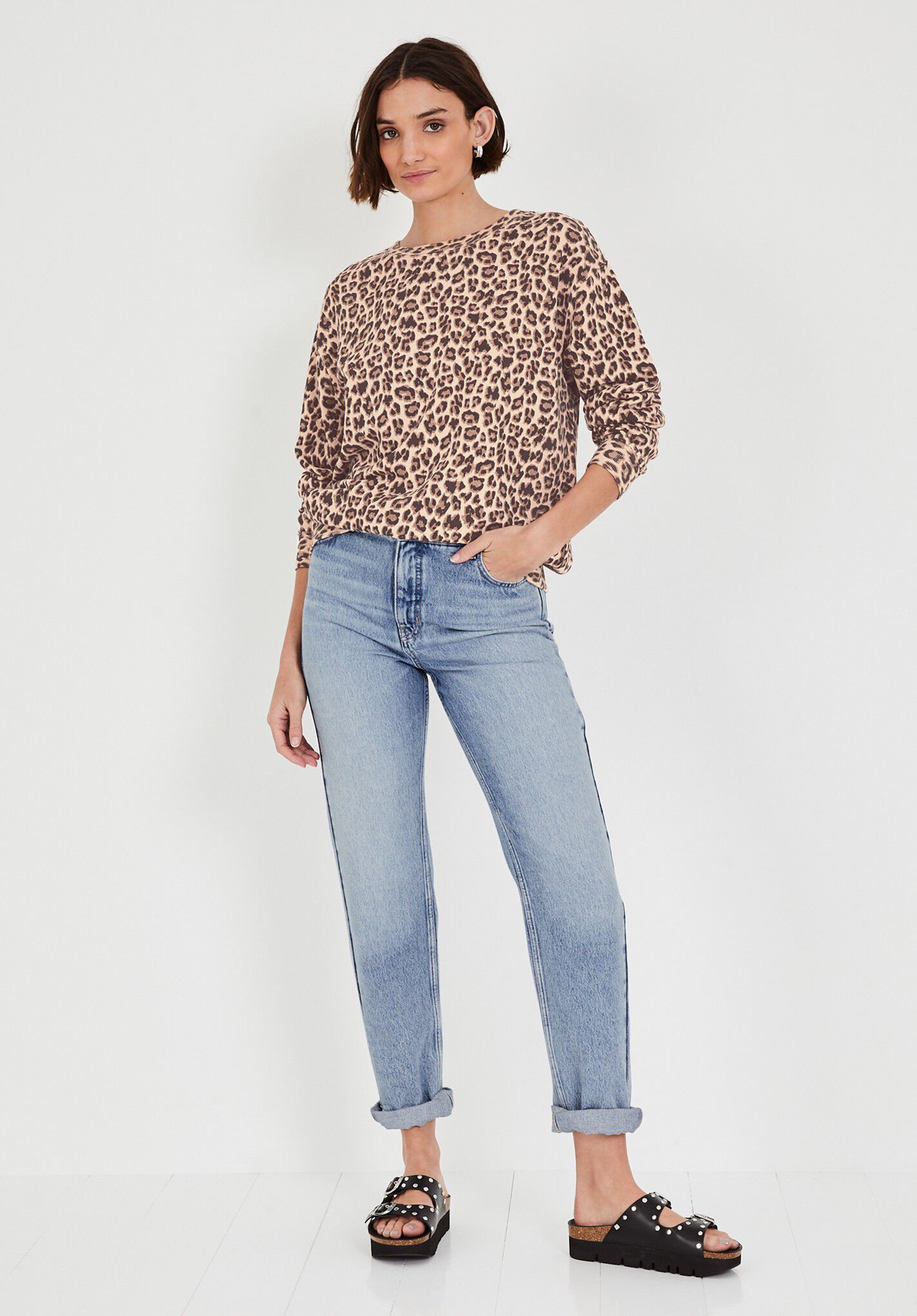 Hush leopard oversized sweatshirt clearance
