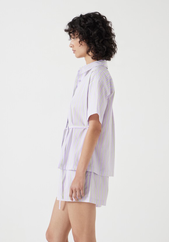 Cotton Poplin Stripe Short Pyjamas Set