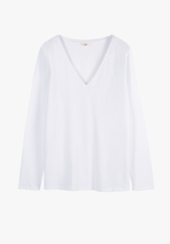 womens white v neck long sleeve shirt