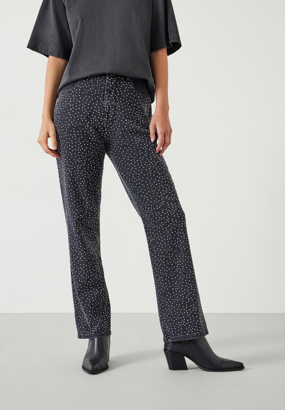 Alex Slim Straight Leg Jeans with Rhinestones