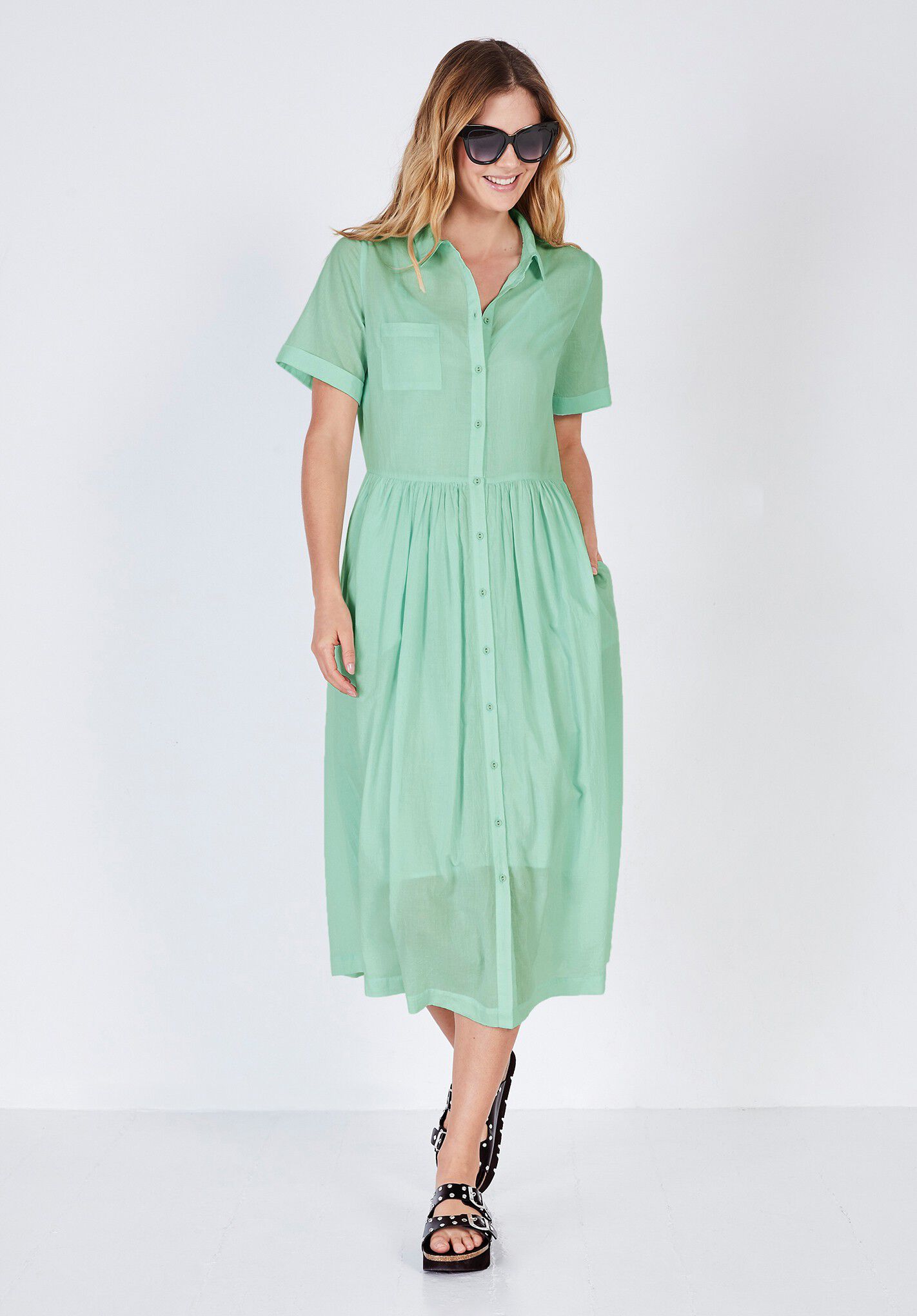 cotton shirt dress midi