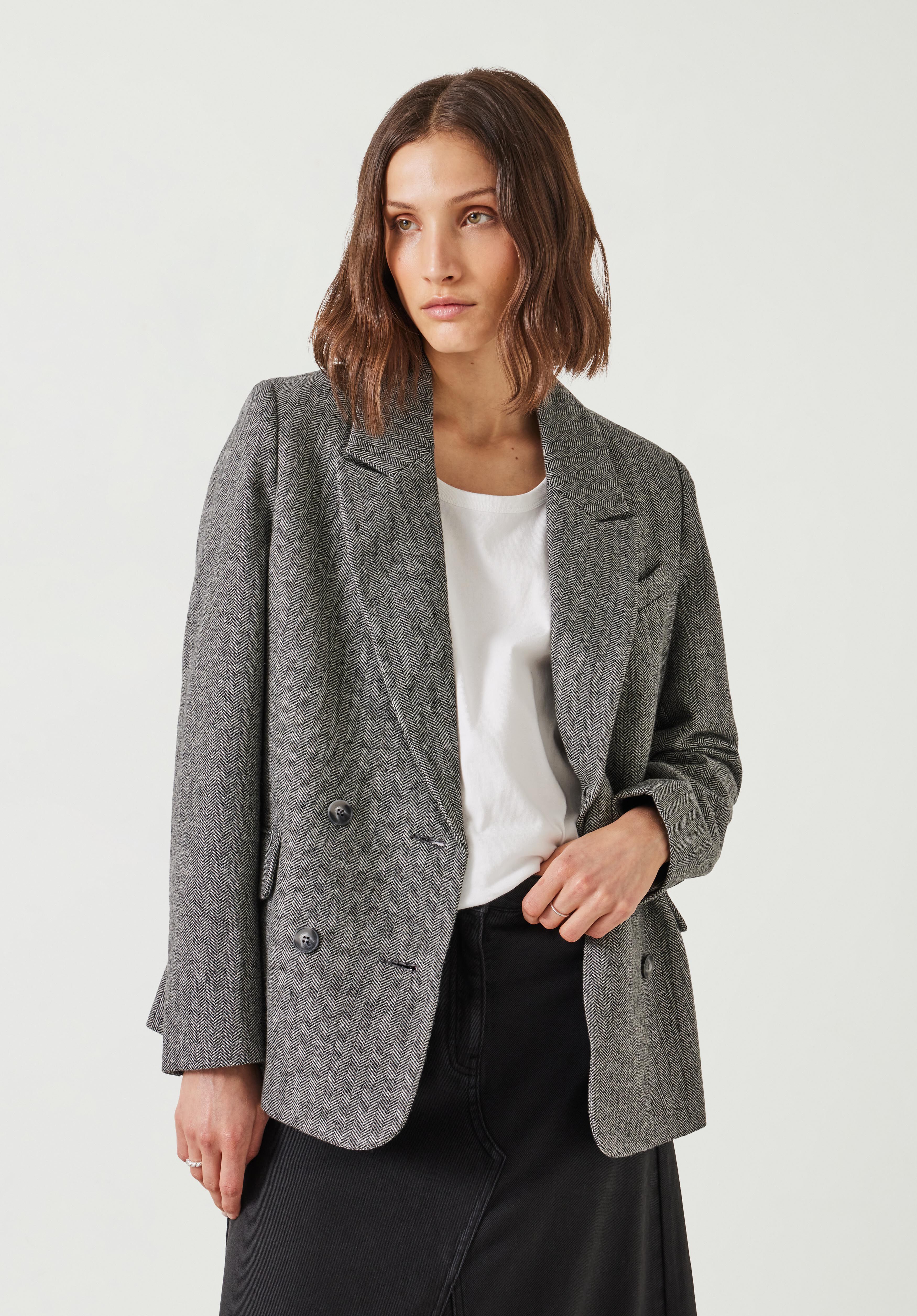 Charcoal herringbone blazer shop