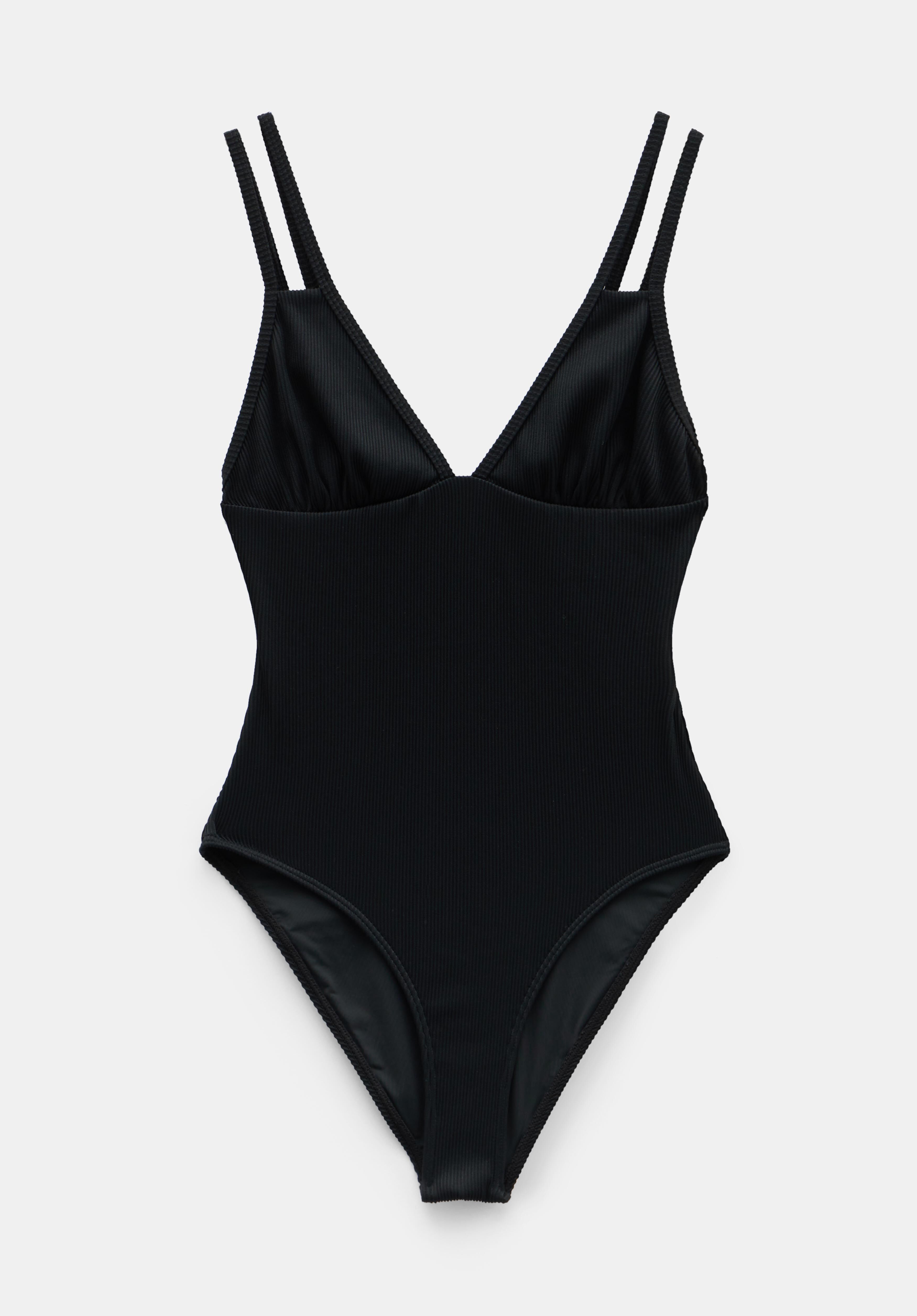 Ribbed black swimsuit shop