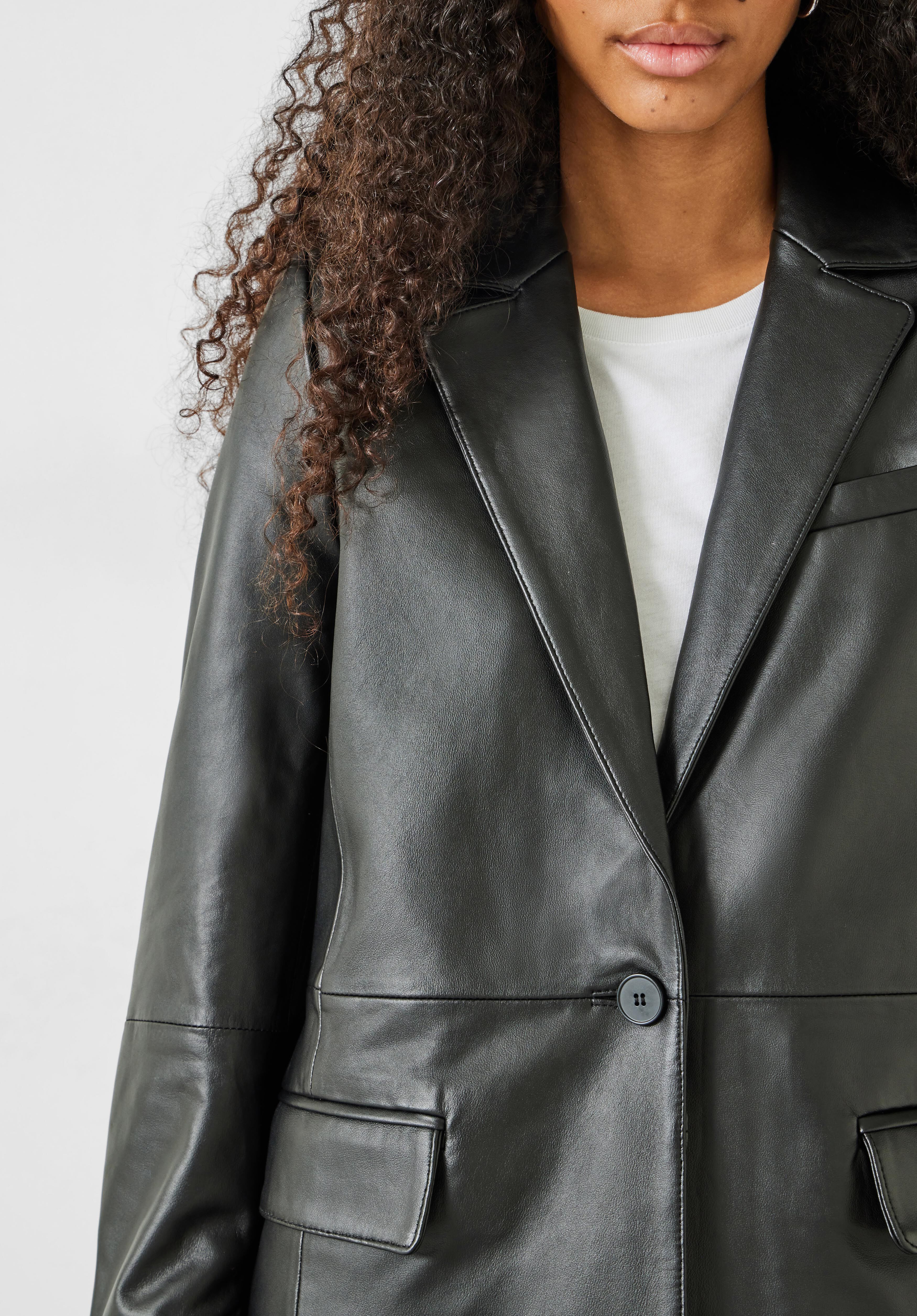 Leather discount blazer jacket