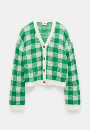 Bollon Gingham Wool Blend Cardigan