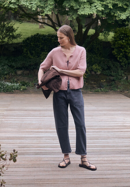 Short Sleeve Ribbed Cardigan