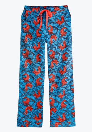 Fish Print Cotton Pj Trousers