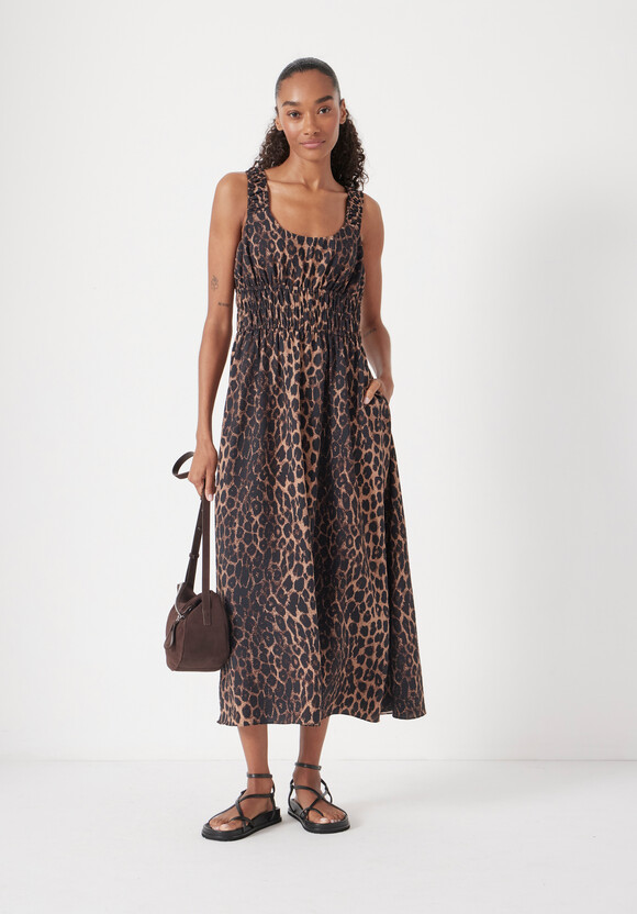 Air Flow Gathered Straps Midi Dress