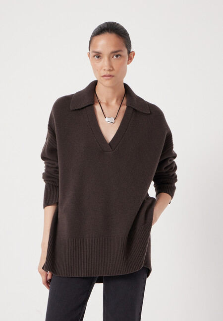 Collar Long Line Merino Jumper