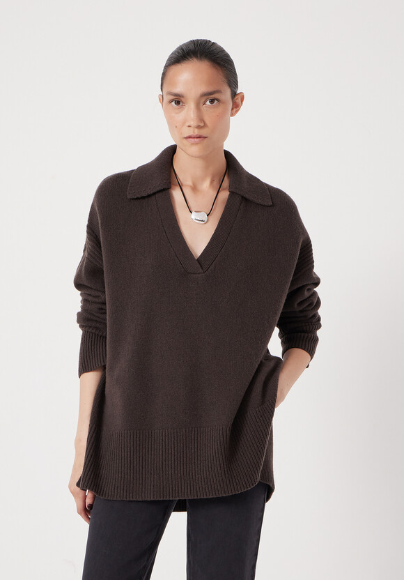 Collar Long Line Merino Jumper