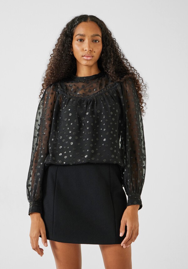 Melody Spot Jacquard Blouse