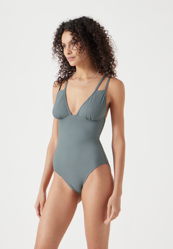 Dina Double Strap Textured Swimsuit