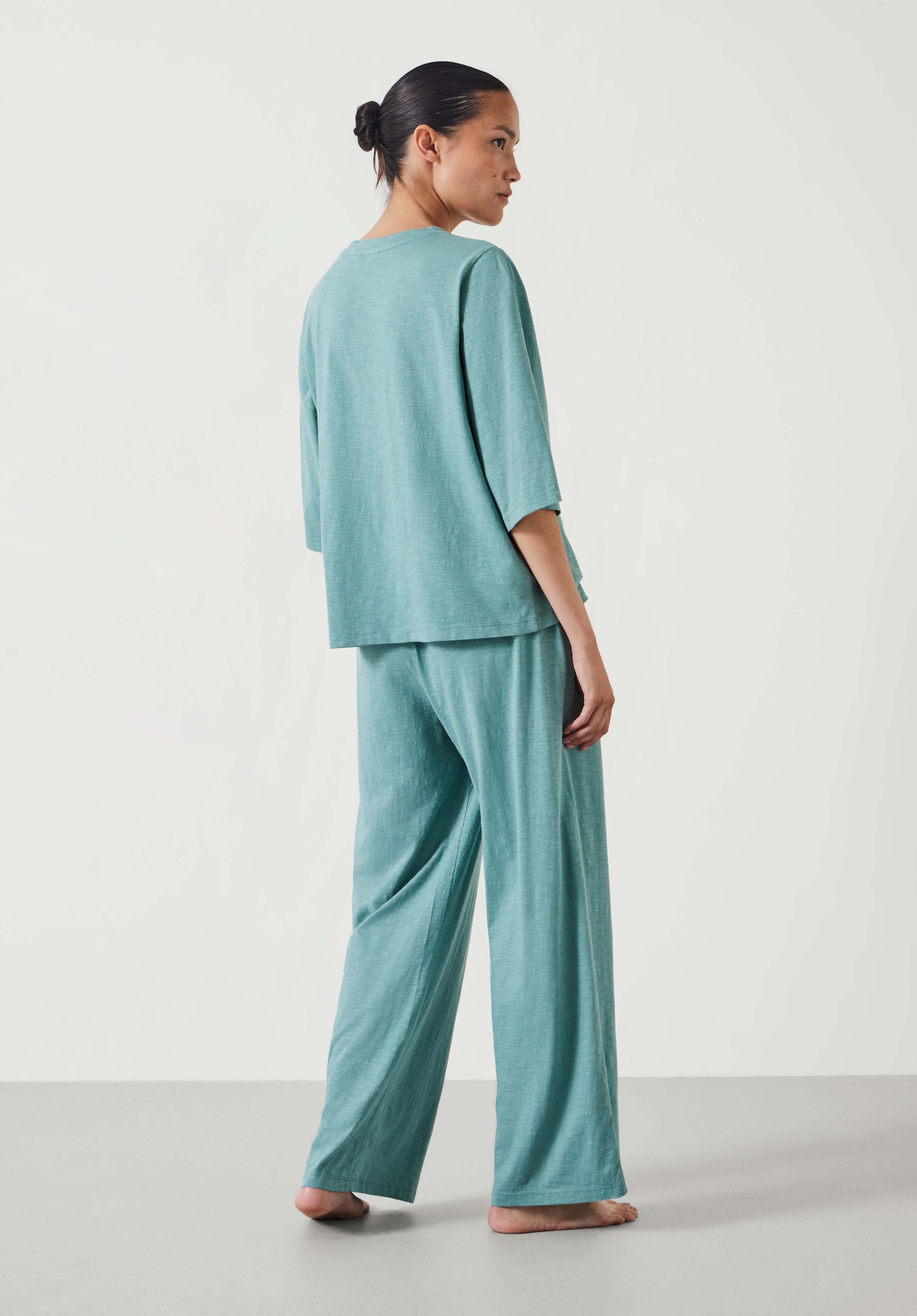 Midy Cotton Slub Contrast Cord Pyjamas Mint Green hush