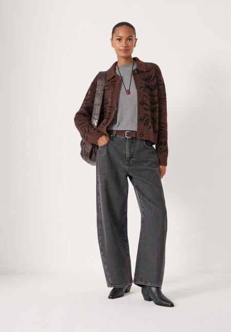 Wool Blend Tiger Jacquard Shirt Jacket