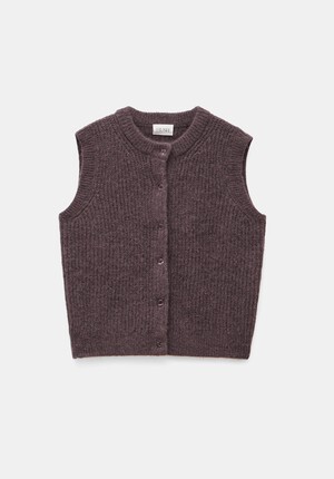Button Through Knitted Sleeveless Cardigan