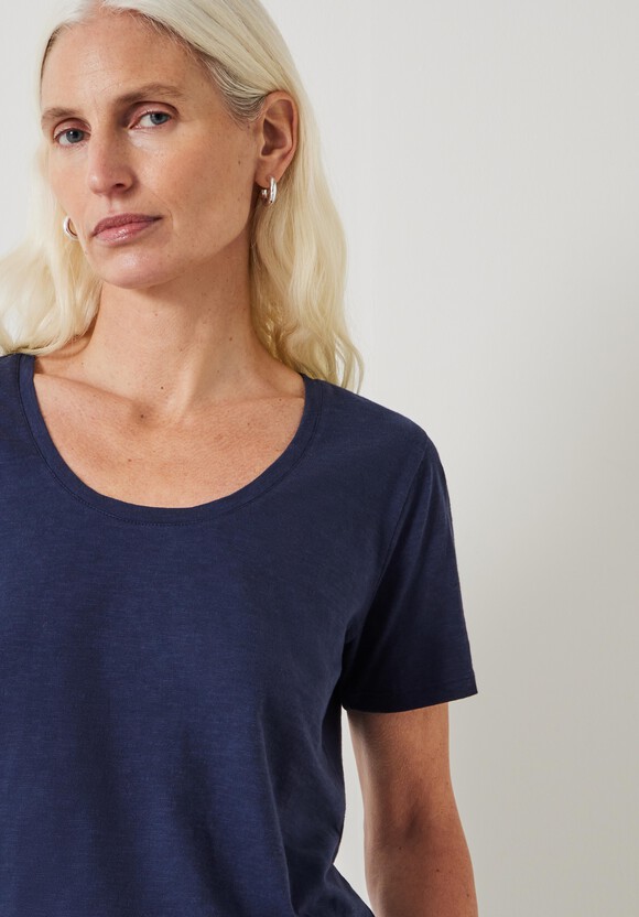 Hari Scoop Neck Cotton Slub T-Shirt