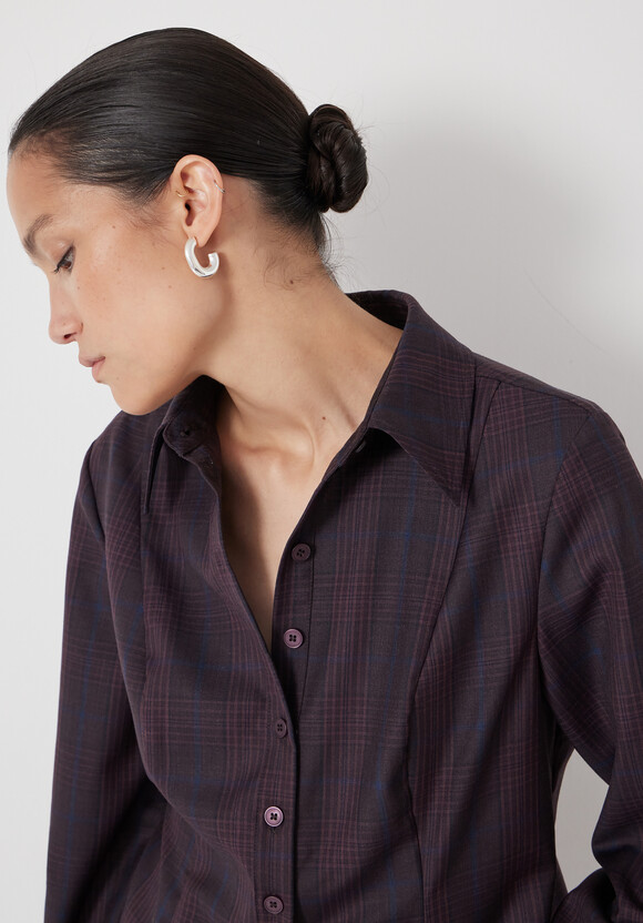 Waisted Checked Wool Shirt