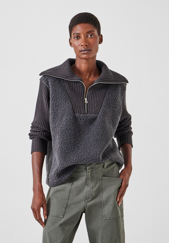 Borg and Knit Sweatshirt
