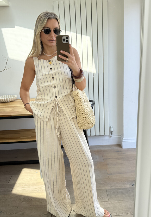 Phoebe Linen Blend Stripe Waistcoat