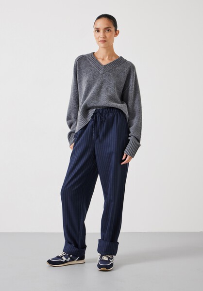 Pinstripe Wool Blend Trouser