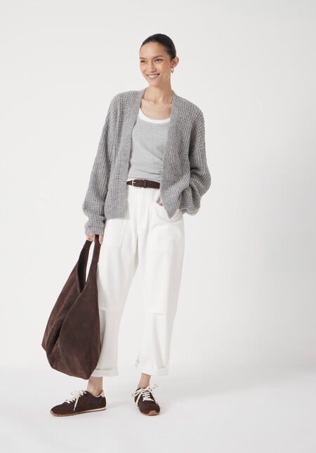 Waffle Stitch Edge to Edge Cardigan