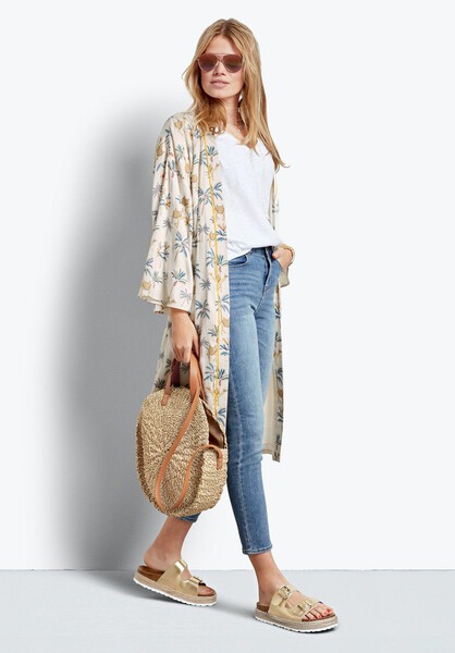 Piped Printed Kimono