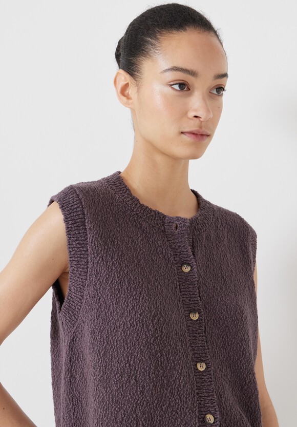 Textured Button Through Tank Top