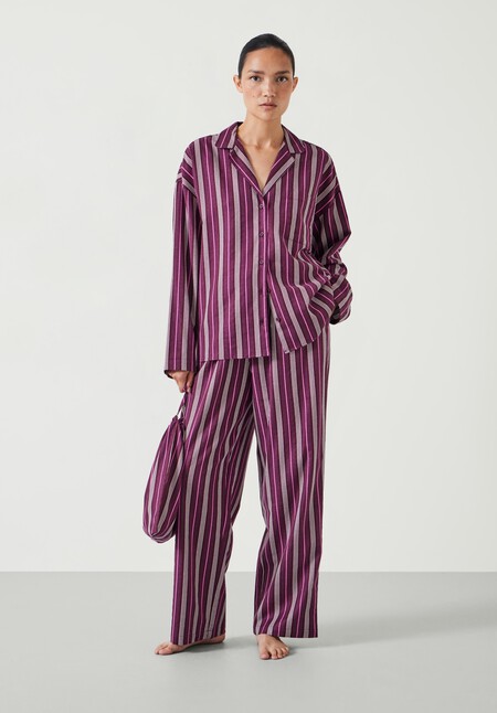 Amita Cotton Flannel Multi Stripe Pyjamas