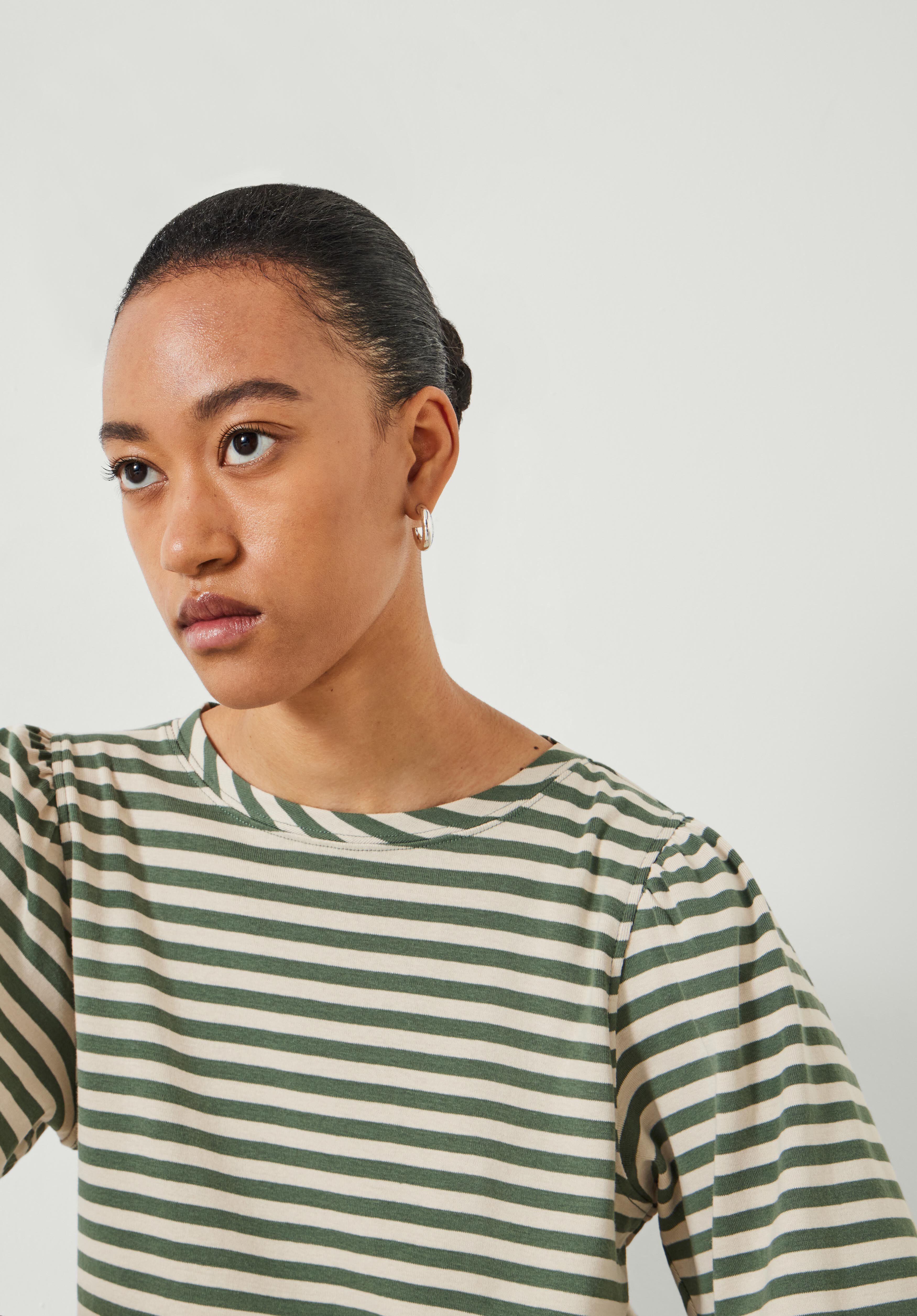 Puff sleeve stripe top clearance
