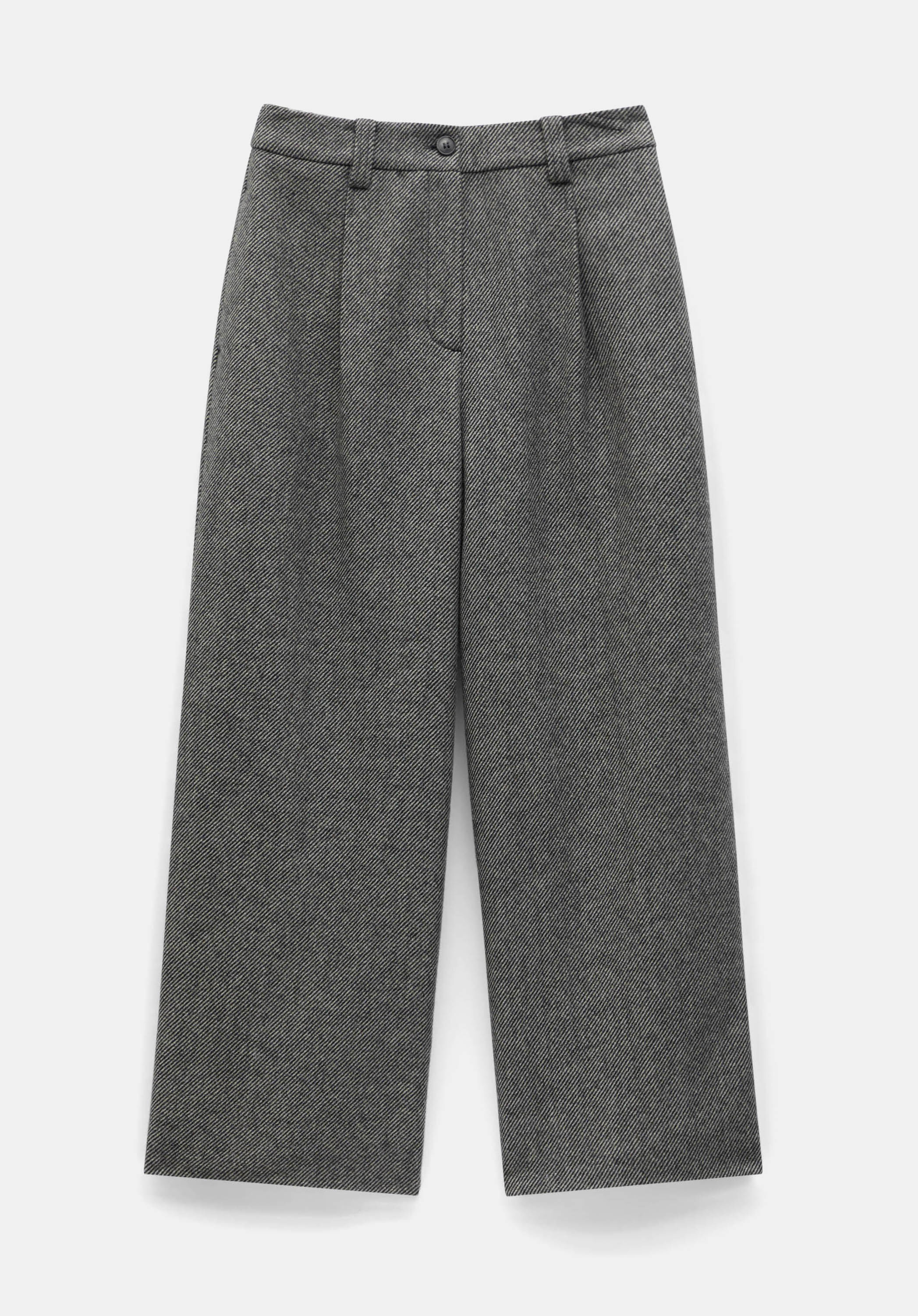 Carys Tailored Cropped Wool Blend Trousers Dark Grey Marl hush