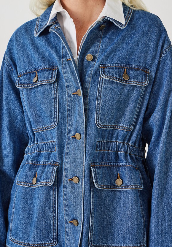 Nora Relaxed Denim Utility Jacket