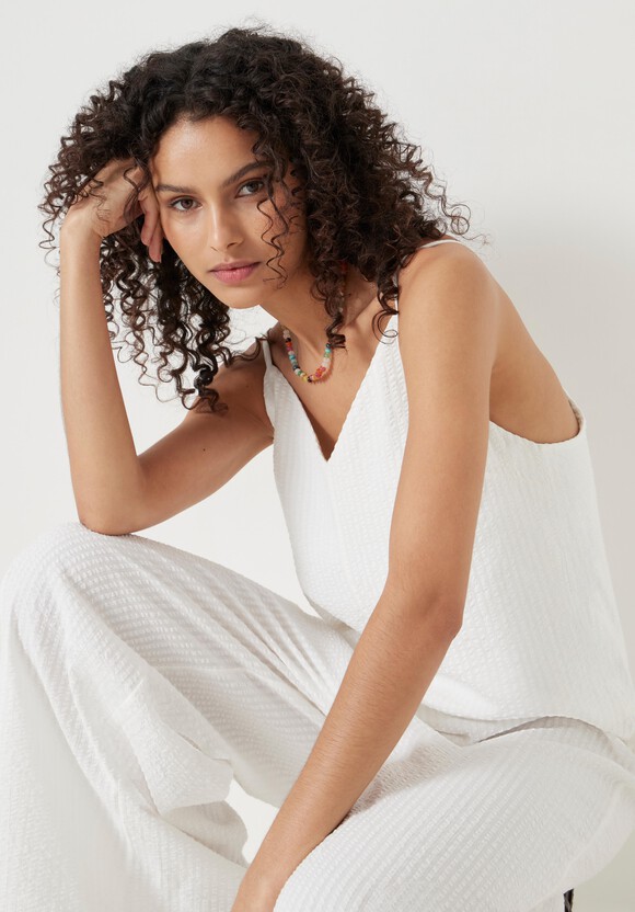 Seersucker Wide Leg Jumpsuit