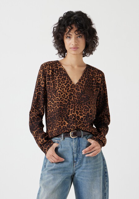 Printed V-Neck Blouse