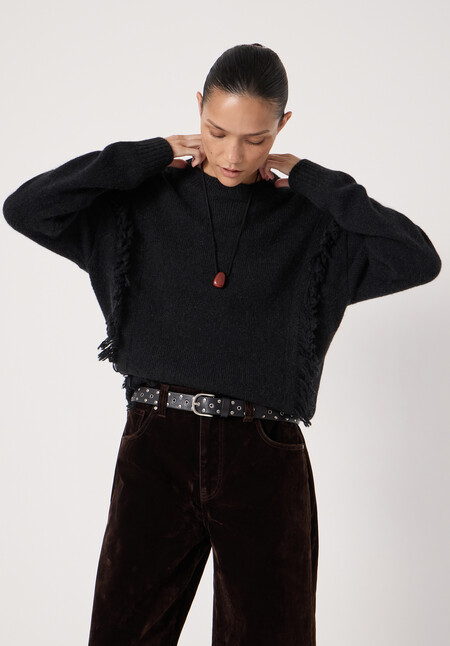 Alpaca Blend Fringe Knitted Jumper