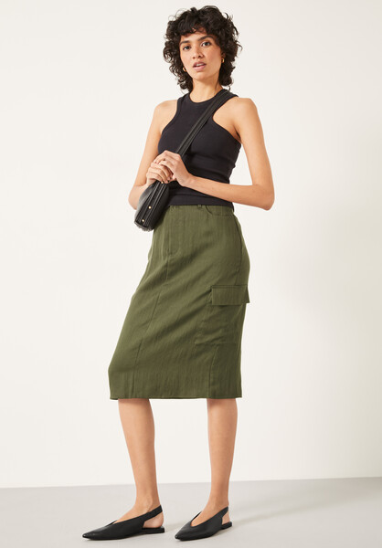 Amba Knee Length Cargo Skirt