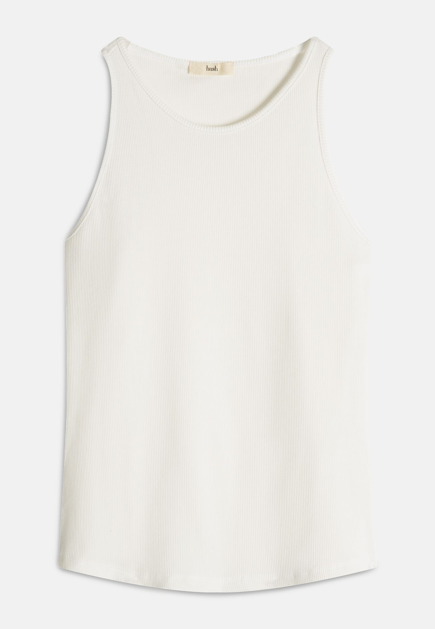 Ribbed Scooped Vest | White | hush