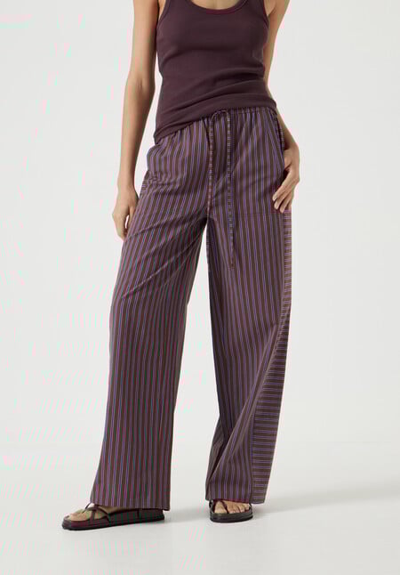 Cotton Stripe Pull On Trousers
