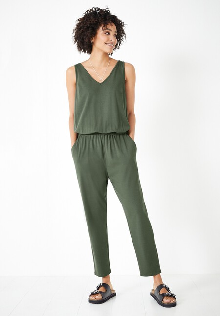 Cropped Jersey Jumpsuit