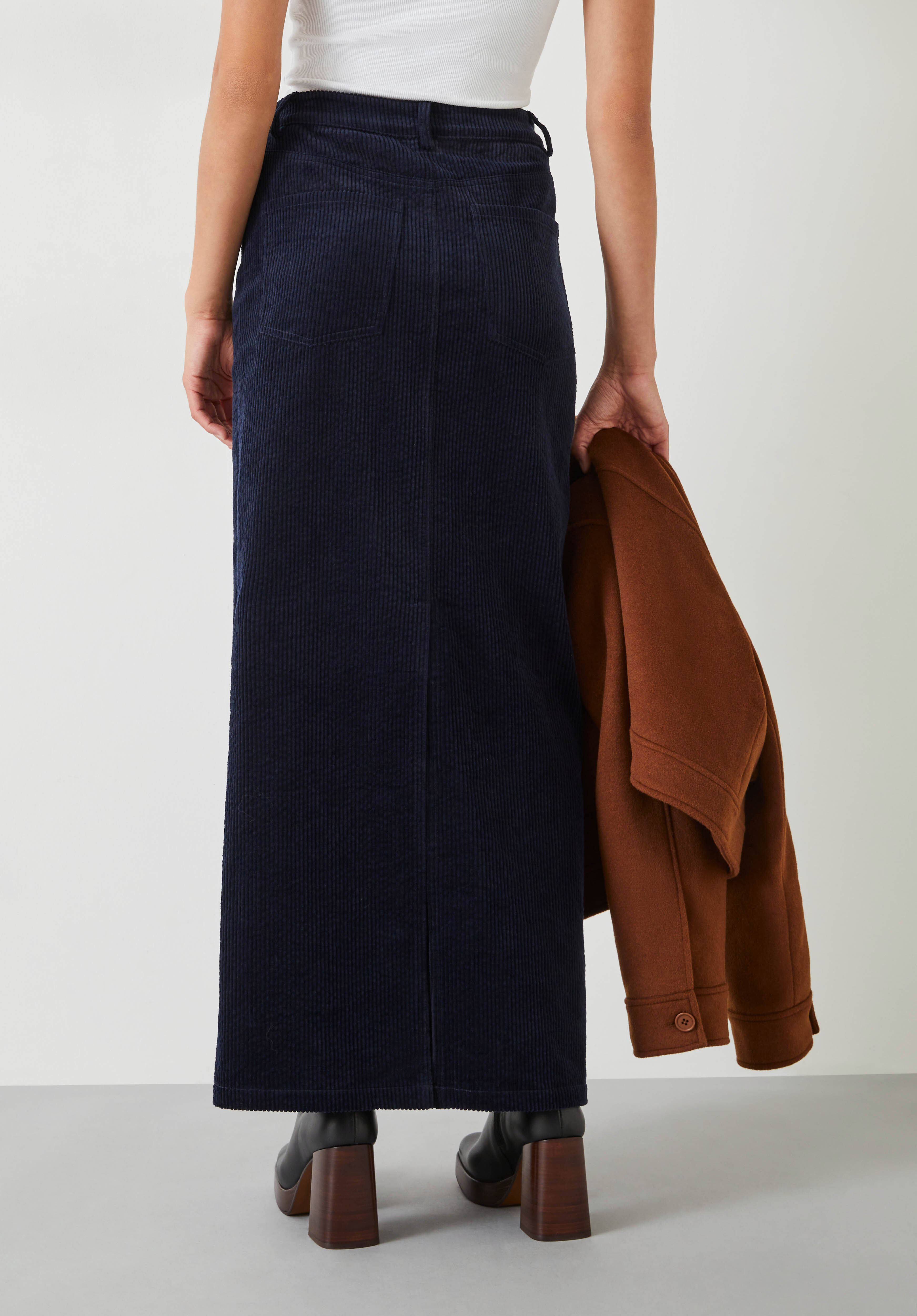 Alanna Cord Maxi Skirt Midnight Navy hush